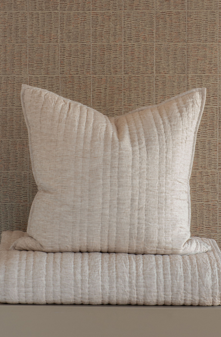 Bianca Lorenne Ricamo Driftwood Bedspread | Luxury Linen Bedspread NZ image 3
